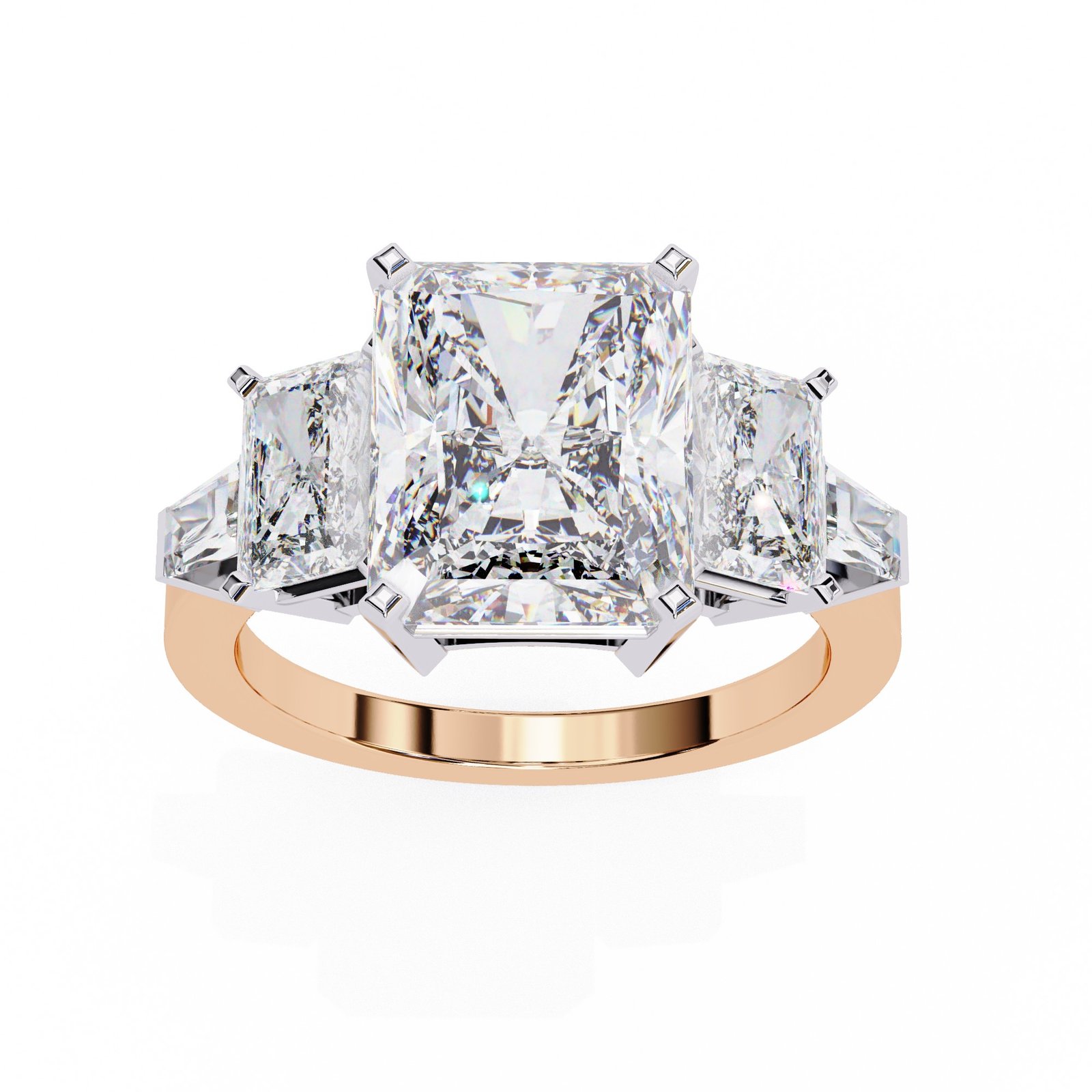 Radiant-Cut Three-Stone Diamond Ring